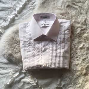Berlioni Italy, men’s tuxedo dress shirt wingtip & laydown collar, size M, new
